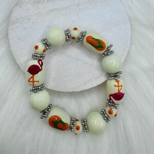 Flamingos & Flip-flops Beaded  Beach Bracelet
